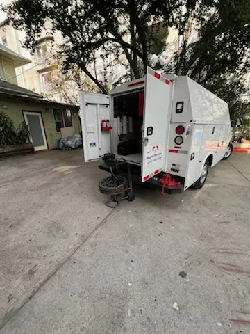 Magnet Plumbing service vehicle on-site for Sewer Line Repair in Oakland Hills